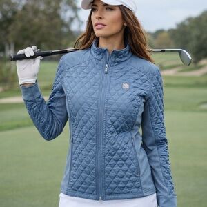 Zero Restriction Sydney Quilted Golf Jacket Womens Size M Full Zip